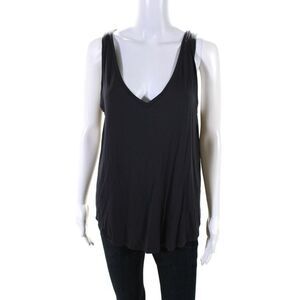 Calypso Saint Barth Womens Jersey Knit V-Neck Round Hem Tank Top Gray Size M